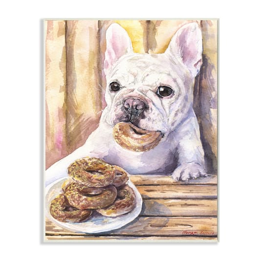 Stupell Industries French Bulldog with Donuts Dessert Pet Dog Wall Plaque